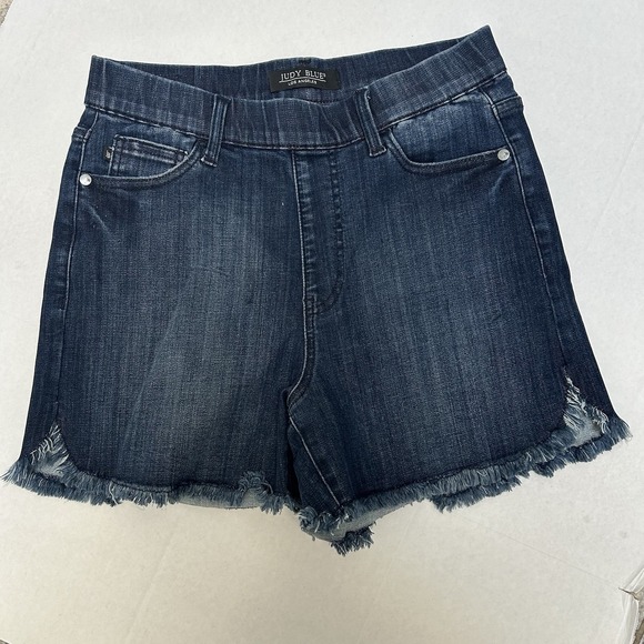 Judy Blue Hi-Rise Pull On‎ Denim Jean Shorts Tulip Hem Size Medium Style #150199 - Picture 5 of 6